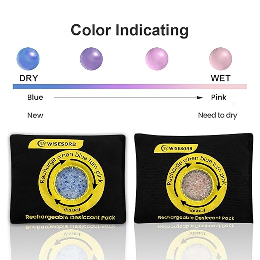 100g Reusable Silica Gel Desiccant Packs, Rechargeable Dehumidifier Moisture Absorbers with Color Indicator for Storage, Gun Safes, Suitcases, 3D Printing Filaments, Electronics, Cars[10Pack]