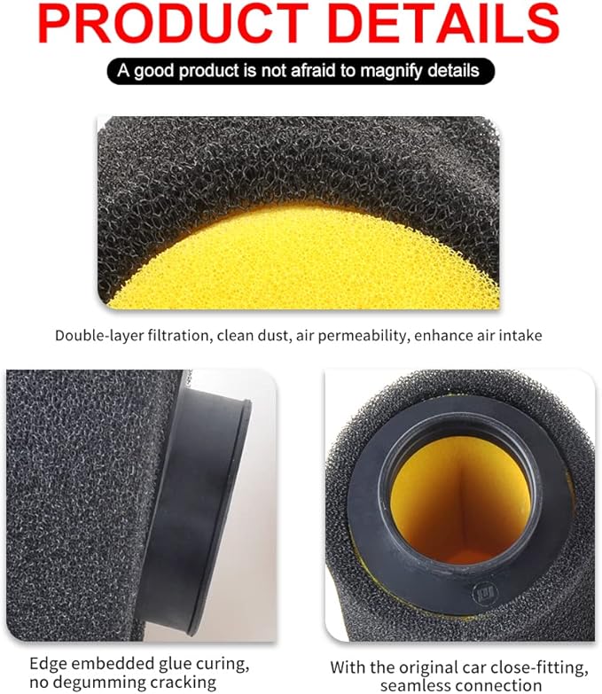 NIBBI Foam Air Filter,Universal Motorcycle 35mm Replacement High Performance Air Filter Intake Cleaner For Go Kart Moped Pit Dirt Bike Parts Motorbike