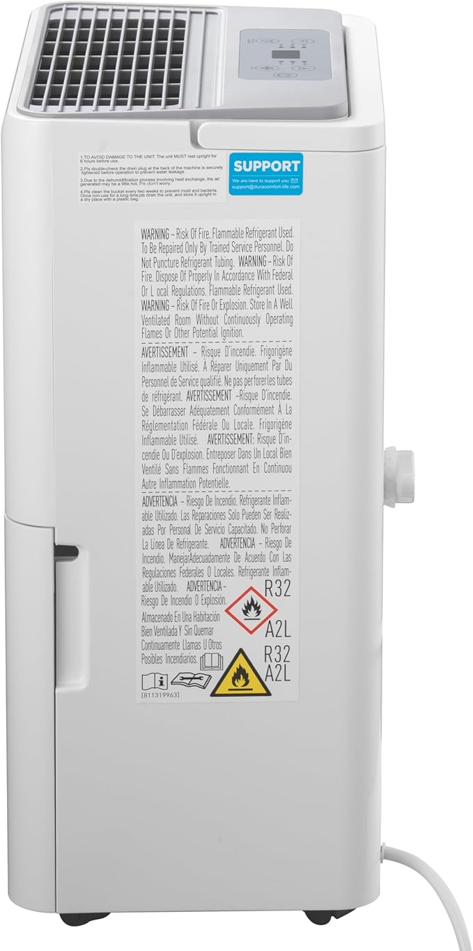 DuraComfort Dehumidifier for Basement,Up to 2500 Sq.Ft Small to Middle Rooms,Max to 35 Pints, Energy Star Certified Dehumidifiers,2024 New Model,White