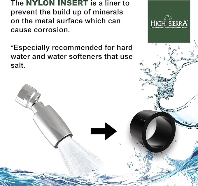 High Sierra® Solid Metal Handheld Shower Head, Lead-Free, with Built-In Trickle Valve. Shower Hose and Holder Not Included. Low Flow 1.25 GPM. Matte Black