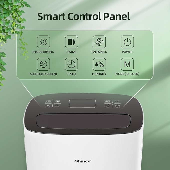 Shinco 86 Pints Dehumidifier for Home and Basements, 5000 Sq.Ft Dehumidifiers with Drain Hose, Auto or Manual Drainage, Auto Defrost, Quietly Remove Moisture, Intelligent Humidity Control, 24HR Timer