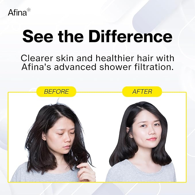 Afina Shower Filter - High Pressure Filtered Shower Head with Advanced Water Filtration - Improves Skin & Hair by Reducing Chlorine & Heavy Metals from Hard Water - Easy Installation (Black)