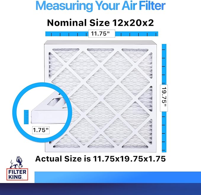 Best 12x20x2 Air Filters | 6 Pack | MERV 8 HVAC Pleated AC Furnace Filters, Protection Against Mold and Pollen, Allergen Reduction, Increases Air Quality | Actual Size (11.75x19.75x1.75)