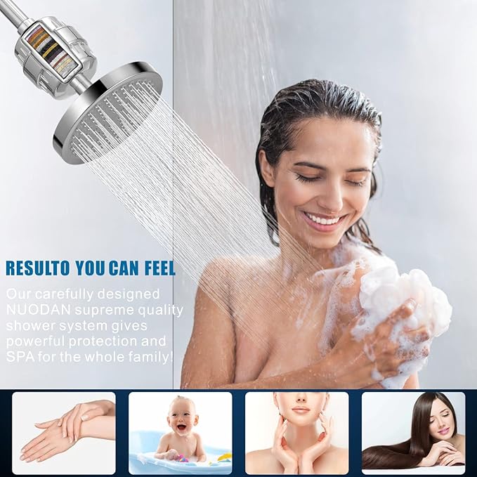 2 Pack 18 Stage Shower Filtered Cartridges, Replacement Multi-Stage Shower Head Filter Cartridge - Longest Lasting High Output Universal Shower Filter Blocks Chlorine & Toxins