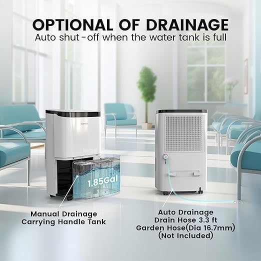 Kesnos 150 Pints 2025 Energy Star Dehumidifier with Pump for Space Up to 7000 Sq. Ft - Dehumidifier for Basement with Drain Hose, 1.85 Gal Water Tank, Handle, Self-Drying, Idear for Home, Office