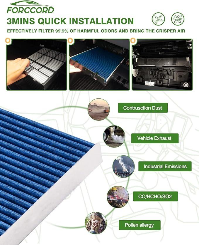 2-PACK HEPA Cabin Air Filter Fits for Hyundai Ioniq 1.6L(2017-22), Hyundai Ioniq/Kia Niro 1.6L(17-22), Kia Niro EV(19-22) Activated Carbon Cabin Filter Replacement for 97133G2000 Accessories