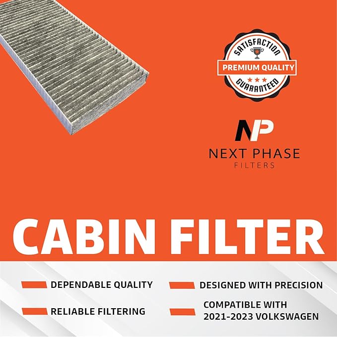 Carbon Cabin Air Filter Replacement - Pack of 1 - Made in USA - Compatible with 2021-2023 Volkswagen ID.4 Electric, 2023 Audi Q4 E-Tron & Q4 E-Tron Sportback - Replaces O.E. 1EA819669
