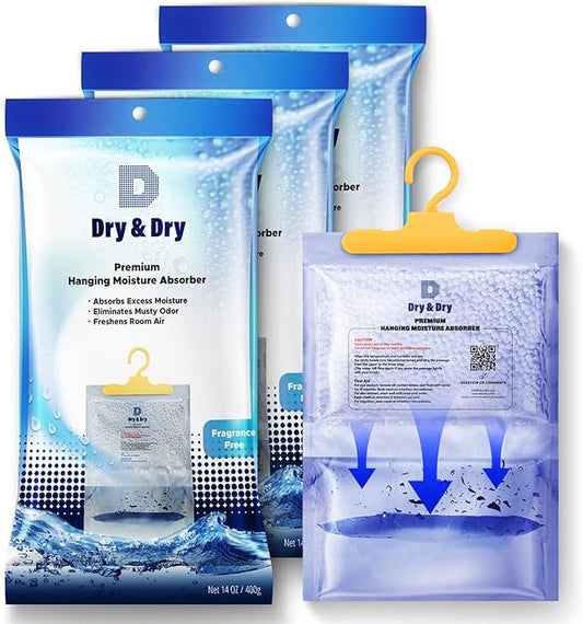 Dry & Dry 3 Packs [Net 14 Oz/Pack] Moisture Absorbers for Home, Basement & Bedroom - Small Dehumidifiers