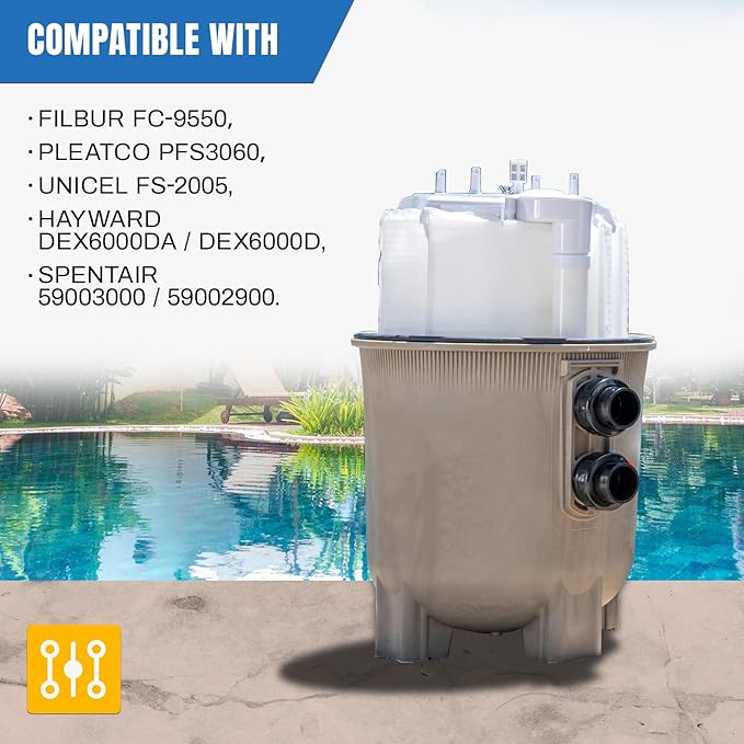 FG-1005 DE Grid Filter Compatible with FNS Plus 60, 59003000, Jandy DEL/DEV60,DE6020, FS-2005, PFS3060, FC-9550,PG-1905, 60 Sq.Ft DE Grid Swimming Pool Filter Cartridge, 7 Full + 1 Partial