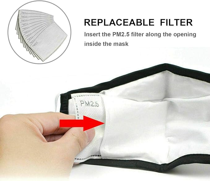 Adult PM2.5 Activated Carbon Filter Insert 5 Layers Replacement Anti Haze Face Filter Paper (20 Pieces)