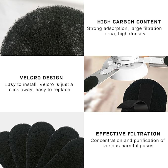5-Pack Ceiling Fan Filters for Blades, Ceiling Fan Air Purifier Pads, Coconut Carbon Universal Air Filter, Ceiling Fan Blade Filters for Common Household Contaminants (10 * 3.5 * 0.12”)