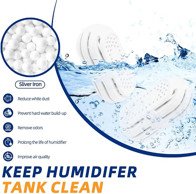 Humidifier Demineralization Cartridge, Compatible with All LEVOIT Top Fill Humidifiers, Calcium and Magnesium Ion Softening, Humidifier Cleaning, 6 Pack, White
