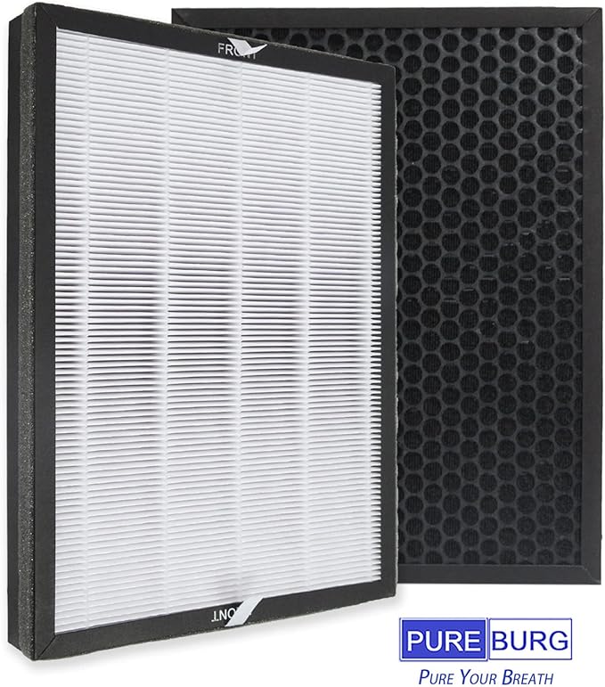PUREBURG Replacement Filters Compatible with Aiper KJ200 & FAMREE FA500 Air Purifiers,2-Pack H13 HEPA Activated Carbon 2-in-1 3-Stage Filtration Air Clean