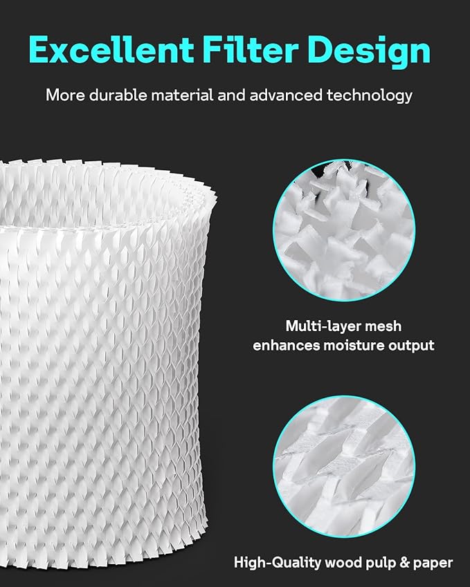 4-Pack Bedside Humidifier Filter Replacement Compatible with Canopy Bedside & Nursery Humidifiers, Made with Wood Pulp & Paper Filter, Humidifier Wicking Filter Lasts Up to 6 Weeks