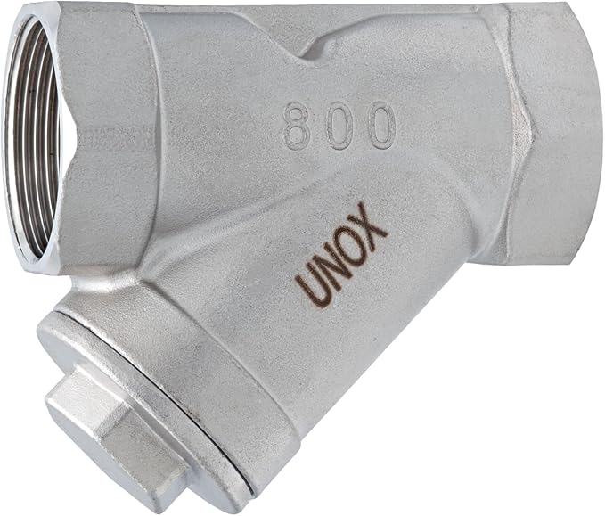 UNOX 3/4" Y-Type Stainless Steel Industrial Strainer - AISI 304 - Water Oil Filter for Plumbing Tools & HVAC Systems, Heavy-Duty Pipeline Protection, PN6/PN10 Rated