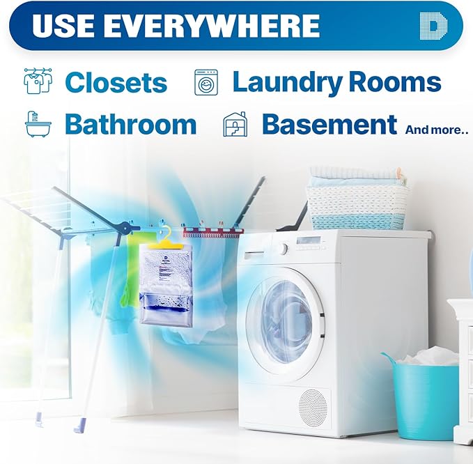 Dry & Dry 90 Packs [Net 7 Oz/Pack] Moisture Absorbers Dehumidifiers for Home Dehumidifier for Basement Dehumidifiers for Bedroom Small Dehumidifiers - Dehumidifiers Moisture Absorbers