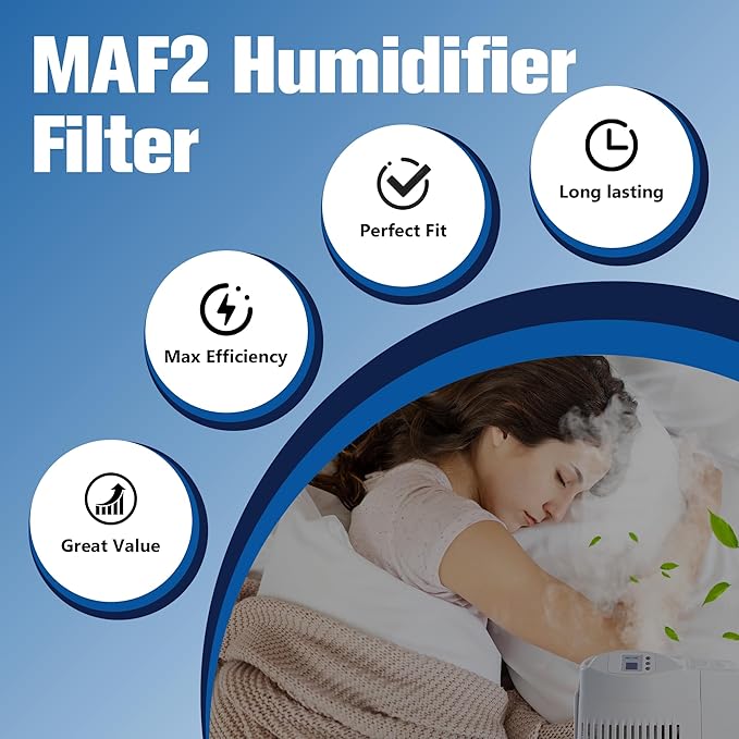 Funmit MAF2 Humidifier Wick Filter (2 Pack) Replacement Compatible with Essick Air AIRCare MoistAIR MA0800, MA0600, MA0601 and Kenmore 15408, 17006, 29706, 29988 Series Humidifiers