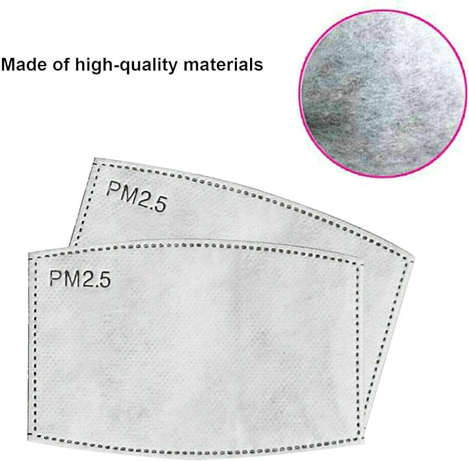 Adult PM2.5 Activated Carbon Filter Insert 5 Layers Replacement Anti Haze Face Filter Paper (30 Pieces)