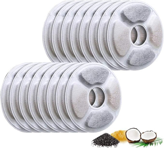 Replacement Filters for Pet Water Fountain - Activated carbon Filters for Cats and Dogs Automatic Water Dispenser (16 Pack)