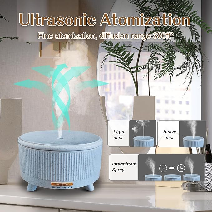 Essential Oil Diffusers for Home 500ml,Aromatherapy Diffusers for Essential Oils Large Room with 7 Colors Lights & 3 Mist Mode Waterless Auto Off,Cool Mist Humidifiers for Decor，Bule