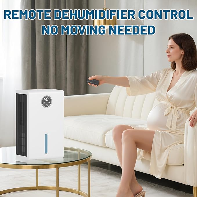 Dehumidifier for Home for Bedroom with 1000 sq.ft 120 OZ Water Tank,Dehumidifiers for Bathroom Basement with Remote Control,Auto Shut Off,Touchscreen,7 Colors LED Light