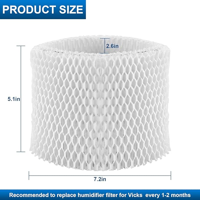 TOMOON WF2 Humidifier Filter Replacement for Vic.ks V3500 V3100 V3900 V3700 VEV320 Ka z 3020 & Re-Lion WA-8D Cool Mist Humidifiers,Pack of 4