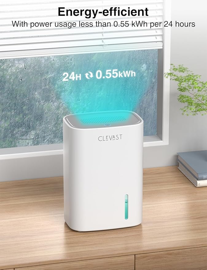 CLEVAST Small Dehumidifier for Home - 30 OZ Mini Quiet Dehumidifiers for Bathroom, Upgraded Portable Compact Air Dehumidifier for Room, Closet, RV, Camper, House (Not Cordless)