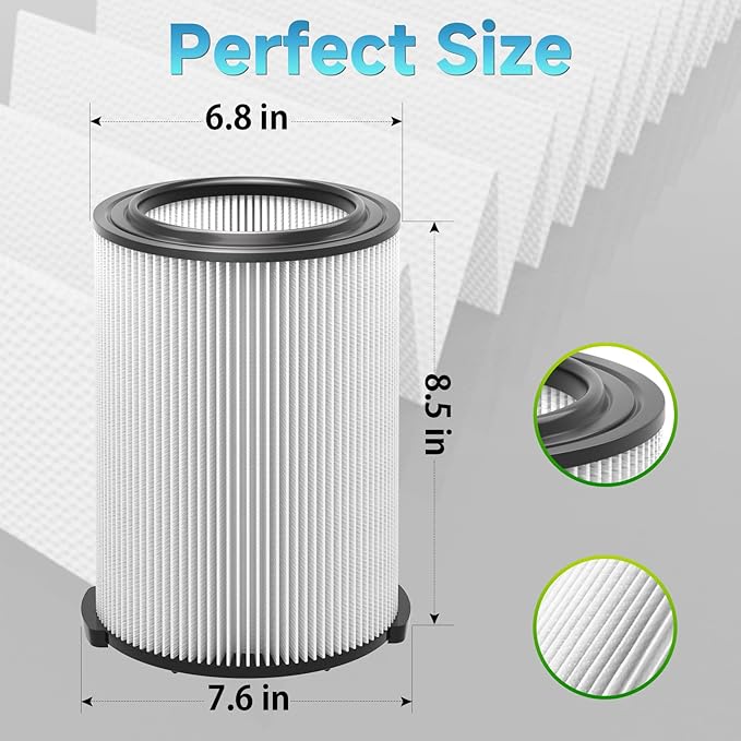 1 Pack Standard Wet or dry Vacuum Filter Vf4000 for RIDGID Vacs 5-20 Gallons & for husky 6-9 Gal Vacuum Cleaner, Replacement Vf4000 filter