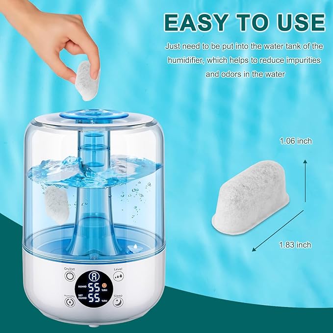 Demineralization Cartridge for Ultrasonic Humidifiers – 12-Pack Humidifier Filter Replacements, Humidifier Cleaner, Humidifier Cleaning Fish& Fish Tanks, Purifies Water, Prevents Hard Water Build Up