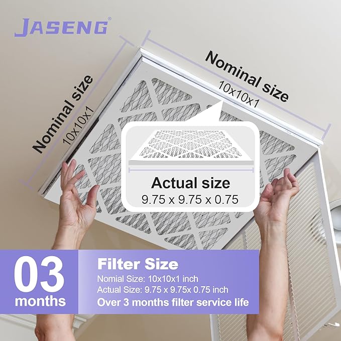10x10x1 Furnace Air Filters MERV 11, JASENG 6 Pack AC Furnace Filter MPR 1000 & FPR 7 Filtering, HVAC Air Filter Replacement (exact dimensions: 9 3/4"x9 3/4"x3/4")