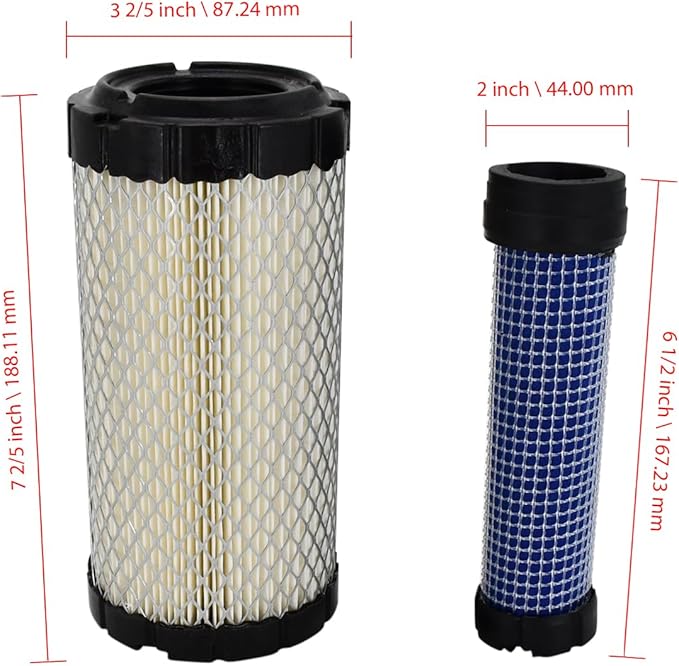 M113621 Outer Air Filter M123378 Inner Air Filter Compatible with Kawasaki 11013-1290 11013-7029 11013-7048 Fleetguard AF25550 Replace for John Deere M123378 M807331 P535396 Replace for Toro 98-2982