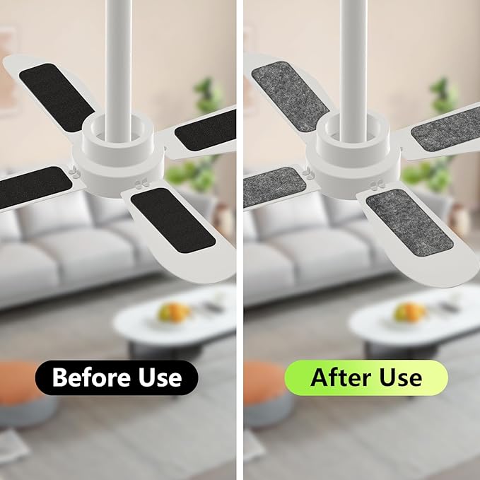 FINGUOLA 10 Pack Ceiling Fan Filters for Blades, Activated Coconut Carbon Fan Filter for Ceiling Fan, Easy-Stick Universal Air Filter for Common Household Contaminants