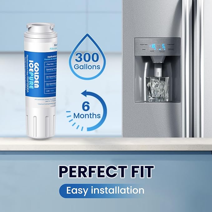 GOLDEN ICEPURE RWF0900A Replacement for MAYTAG UKF8001, Whirlpool Filter 4 EveryDrop EDR4RXD1, KRFC300ESS01, 46-9006, PUR Puriclean II Replacement Water Filter 3PACK