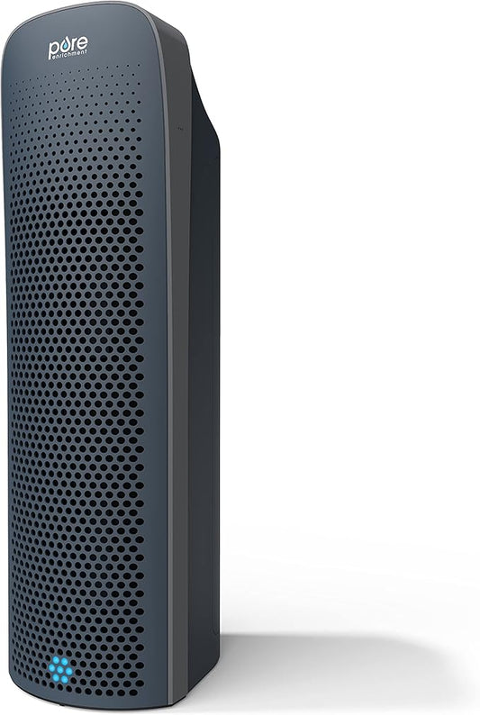 Pure Enrichment PureZone Elite True HEPA Large Room Tower Air Purifier with Air Quality Monitor, 4 Stage Filtration and UV-C Light, Helps Destroy Bacteria, Smoke, Pollen & Dust (Graphite)