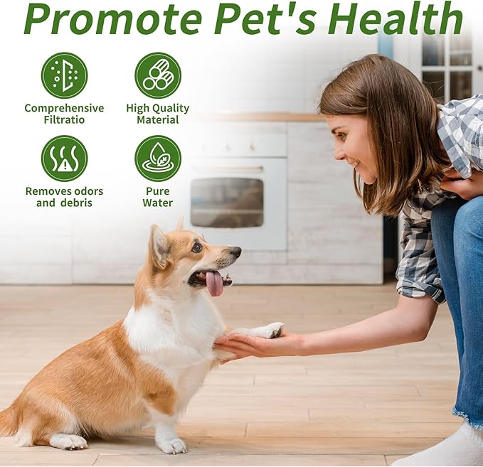12 Sets Pet Dog Replacement Filters Compatible with Smartoo 7l/236oz/1.8G Dog Water Fountain, Water Fountain Filters for Stainless Steel Dog Water Fountain
