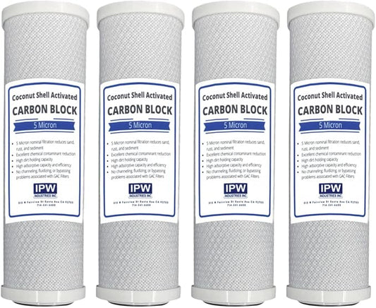 4-Pack Compatible for WaterPur CCI10CLW12 Activated Carbon Block Filter - Universal 10 inch Filter for WaterPur CCI-10-CLW12 Water Filter Housing by IPW Industries Inc.