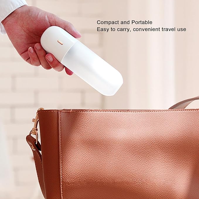 Asixxsix Mini Portable Humidifier, 100ml Cool Mist Humidifiers, USB Rechargeable Humidifier Wand, Travel Personal Humidifiers for Office, Bedroom, Quiet to Operate (White)