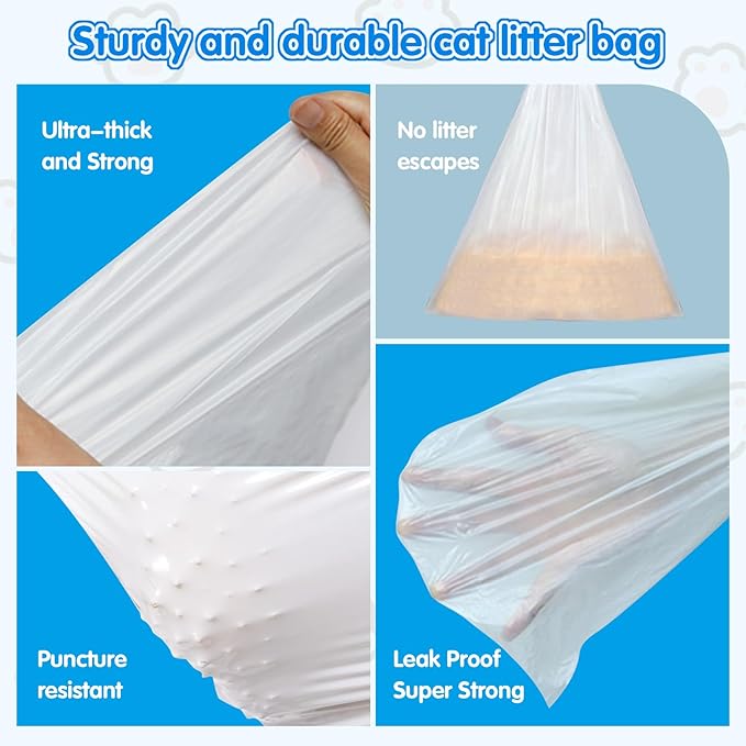 120 Count Self Cleaning Cat Litter Box Liners Bag Fit For MeoWant MW-SC01,MW-SC02, Drawstring Heavy Duty Litter Receptacles Bags Compatible with Automatic Cat Litter Box- 17.7" x 19.7"
