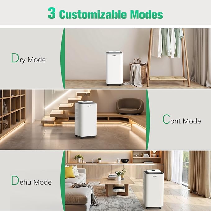 LUKO 2000 Sq. Ft Dehumidifiers for Large Room and Basements, 30 Pints Dehumidifier with Drain Hose, Auto or Manual Drainage, 0.528 Gallon Water Tank, Auto Defrost, Dry Clothes Function, 24H Timer