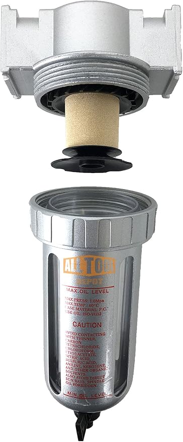 1/4" NPT Mini Particulate Filter/Water Trap For Air Compressor Compressed Air Lines, 5u With Poly Bowl And Metal Bowl Guard (MANUAL DRAIN)