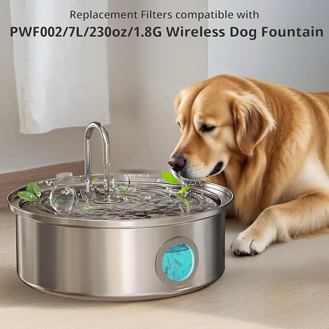Large Dog Water Filter Replacement Compatible with 7L/230oz/1.8G Stainless Steel Pet Water Fountain Cat Pet Water Fountain Filters (8+8+8)