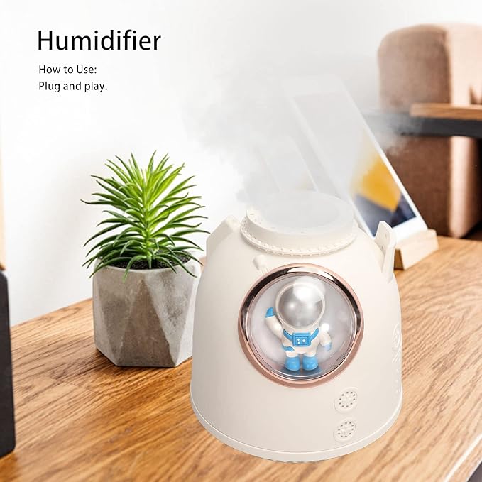 Mini Humidifier, Cute Humidifier for Bedroom, Car Humidifier, 2 Mist Modes, Super Quiet, Personal Desktop Humidifier for Office, Car, Baby Room(White)