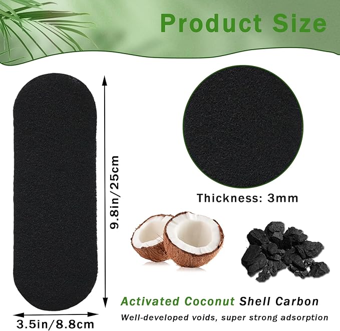 10PCS Ceiling Fan Filters for Blades, Unscented Activated Coconut Shell Carbon Air Filter Easy-Stick Ceiling Fan Blade Filters Universal Ceiling Fan Air Filters for Bedroom Living Room
