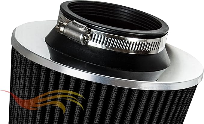 BLACK 3.5" 89 mm Inlet Cold Air Cone Replacement Quality Performance Washable Clamp-On Dry Air Filter