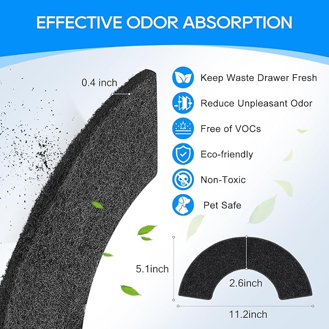 8-Pack Carbon Filters for Litter-Robot 4, Litter Box Filters Replacement Accessories, Activated Carbon Eliminate Odor, Controls Moisture on Pet's Body and Keep Home Fresh
