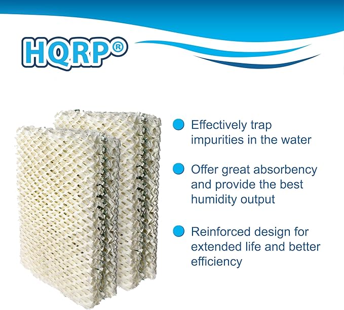HQRP 4-Pack Wick Filter Replacement for Essick Air AIRCARE HDC12 / HDC-12 compatible with EA1407 / HD1409 Evaporative Humidifier, BestAir ES12