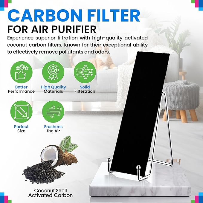 Bagean Activated Carbon Pre Filter Replacement for Air Purifier - Fits Gem Guardian FLT4825 Filter B - Compatible with GermGuardian AC4900 AC4825 AC4300 - Absorbs Odor and Freshens the Air (4-Pack)
