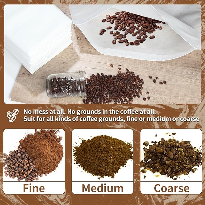 100Pcs Commercial Cold Brew Coffee Filters for 5 Gallon Buckets, 20" X 20" Disposable Coffee Filters with Drawstring for Brew Up To 5 LBS Coffee
