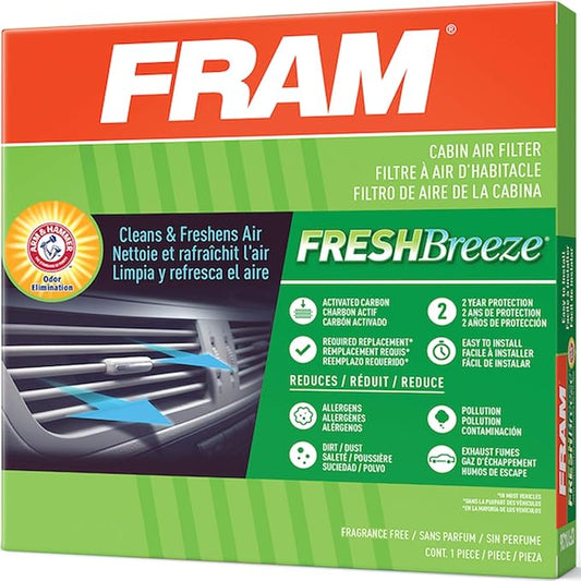 FRAM Fresh Breeze Cabin Air Filter Replacement for Car Passenger Compartment w/Arm and Hammer Baking Soda, Easy Install, CF8921A for Ford Vehicles