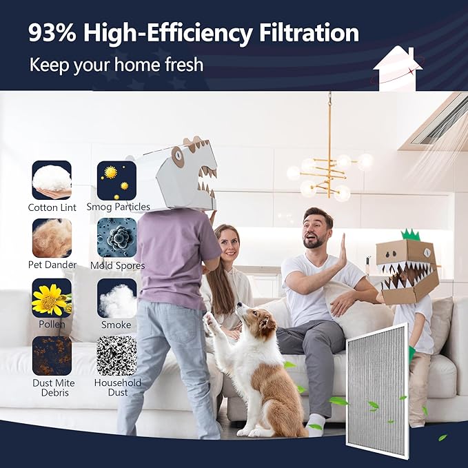 Reusable Washable Aluminum Air Filter, MERV 8, Rectangular, Heavy-duty, Compatible with Air Conditioner, Furnace, HVAC, Lasts a Lifetime, Easy to Clean (Actual Size: 19.75x24.65x0.82)